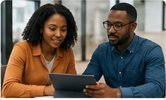 Black professionals reviewing information